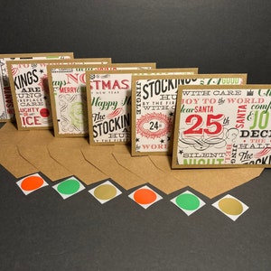 Cartoline e buste di Natale con sigilli per buste, set di cartoline di Natale, cartoline e buste di Natale fatte a mano, vuote, set di 6