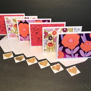 Flower Cards and Envelopes with Envelope Seals, Floral Card Set, Botanical Card Set, Handmade Blank Note Cards and Envelopes, Set of 6