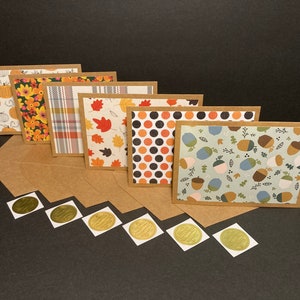 Cartões de Ação de Graças e Envelopes com Selos de Envelope, Conjunto de Cartões de Outono, Conjunto de Cartões de Outono, Cartões de Notas e Envelopes Feitos à Mão em Branco, Conjunto de 6
