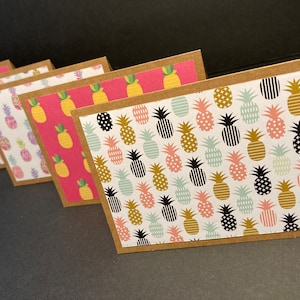 Summer Cards and Envelopes with Envelope Seals, Pineapple Card Set, Fruit Card Set, Handmade Blank Note Cards and Envelopes, Set of 6