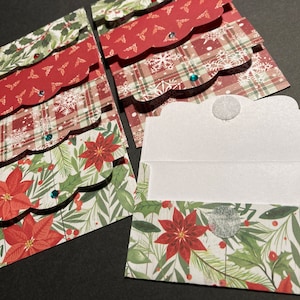 Christmas Gift Card Holders, Christmas Gift Card Envelopes, Small Christmas Envelopes, Set of 8