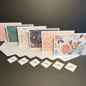 Flower Cards and Envelopes with Envelope Seals, Floral Card Set, Botanical Card Set, Handmade Blank Note Cards and Envelopes, Set of 6