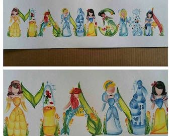 Custom Disney inspired Princess Name Painting