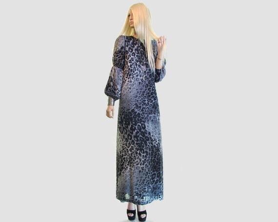 sheer leopard dress puff sleeve bishop sleeve / le