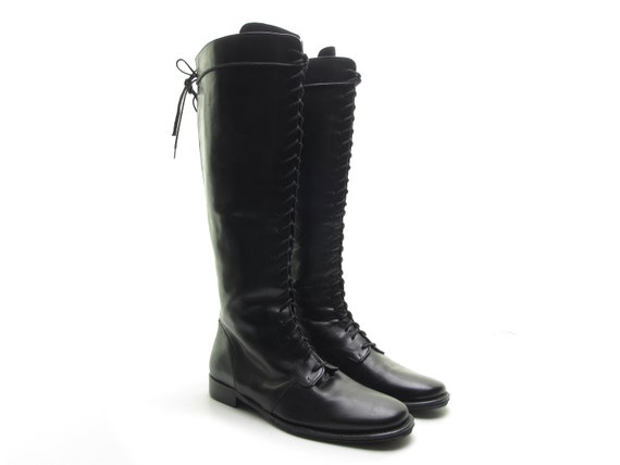 JOAN & DAVID Handmade Italian black leather boots