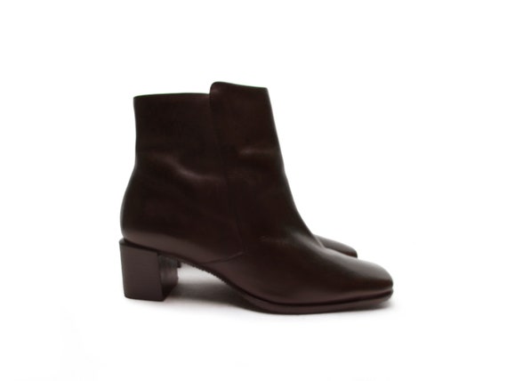 CHUNKY HEEL 90s square toe boots Chelsea boots br… - image 10