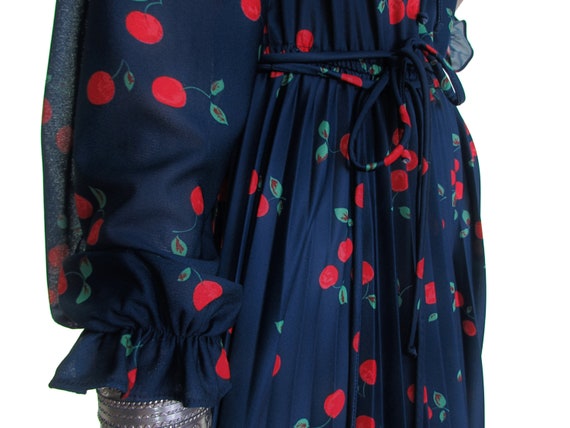 CHERRY print dress RARE 70s hippie dress poet slee