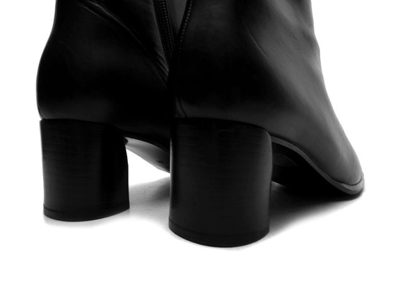 Italian Leather 90s SQuarE Toe AnKle BooTs with C… - image 9