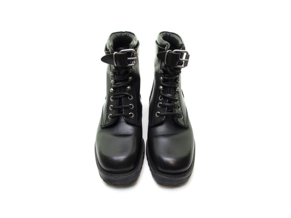 90s combat boots motorcycle boots ITALIAN Leather… - image 5