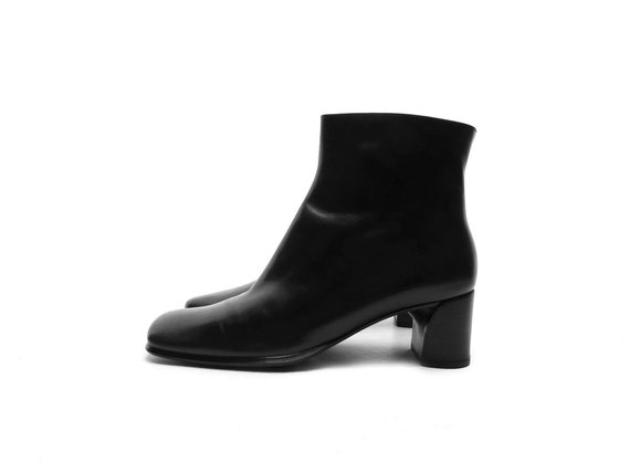 Italian Leather 90s SQuarE Toe AnKle BooTs with C… - image 1