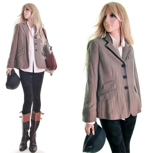 Ralph Lauren jacket riding jacket equestrian jacket cotton blazer herringbone blazer chevron blazer vintage women's clothing Deadstock nwt s