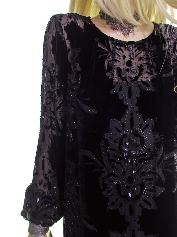 silk cocktail dress / silk sheer velvet dress / bl