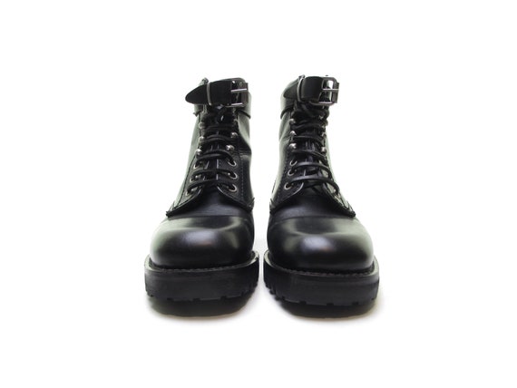 90s combat boots motorcycle boots ITALIAN Leather… - image 1