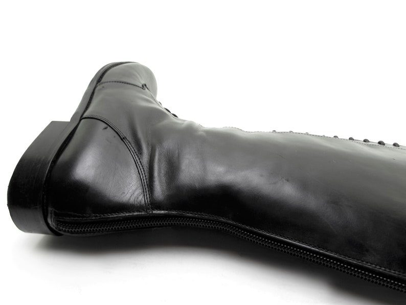 Handmade Italian black leather boots tall lace up boots riding Etsy
