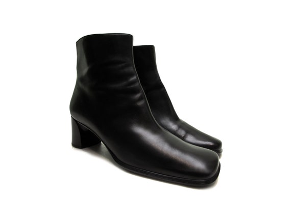 Black 90s sQuaRe toe booTs Made in ITaLY Designer… - image 3