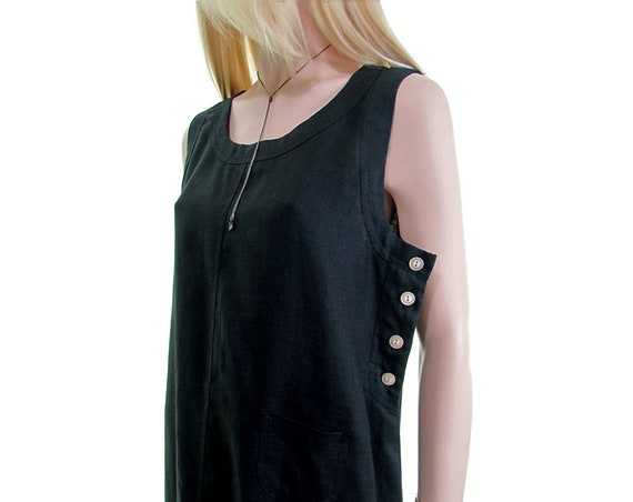 Lagenlook dress black loose LINEN dress lounge dre
