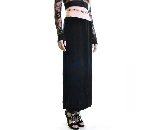 black velvet skirt 90s goth skirt velvet maxi skir