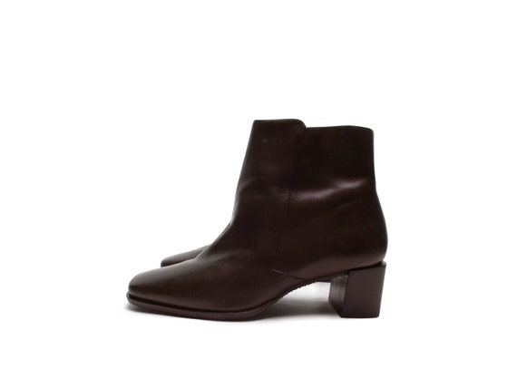 CHUNKY HEEL 90s square toe boots Chelsea boots br… - image 3