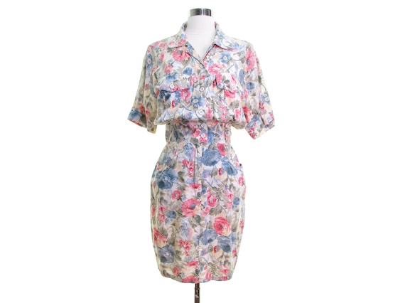 90s playsuit COTTON 90s jumpsuit dress 90s floral