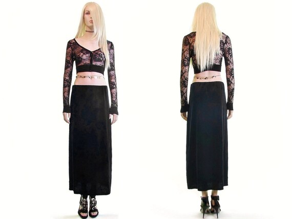 black velvet skirt 90s goth skirt velvet maxi skir