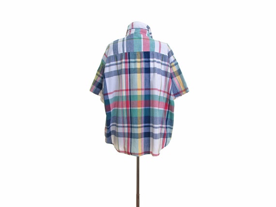 pure INDIA COTTON madras plaid shirt 90s surfer sh