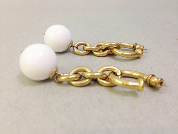 gold chunky chain link earrings, gold dangle drop