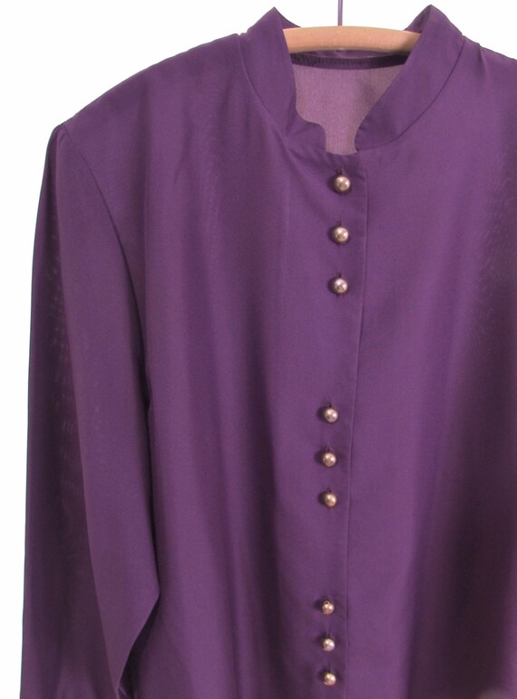 70s purple poet sleeve blouse secretary blouse 70s