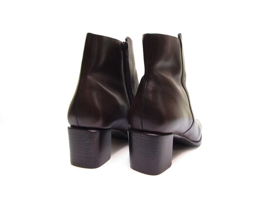 CHUNKY HEEL 90s square toe boots Chelsea boots br… - image 7