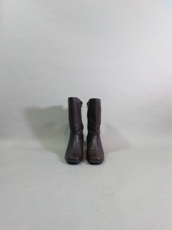 90s square toe boots soft leather brown boots chel