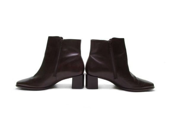 CHUNKY HEEL 90s square toe boots Chelsea boots br… - image 8