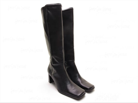 tall boots knee high boots square toe boots chunky