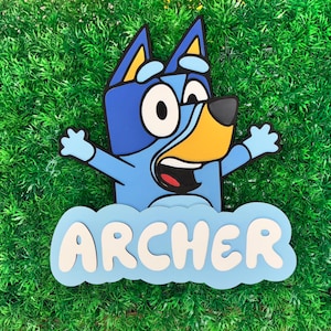 Bluey dog name sign, Children’s bedroom decor sign, name sign, custom blue dogs