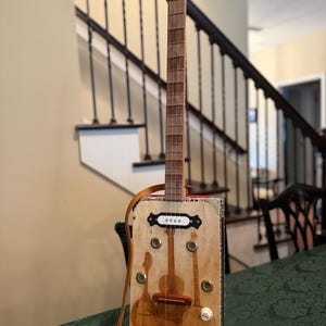 Handcrafted 4 String Acoustic/Electric Cigar Box Guitar