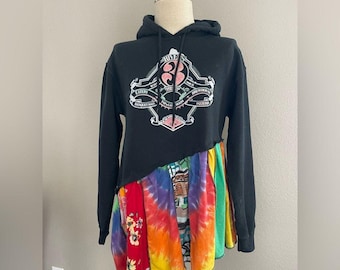 Black hoodie with colorful asymmetrical peplum