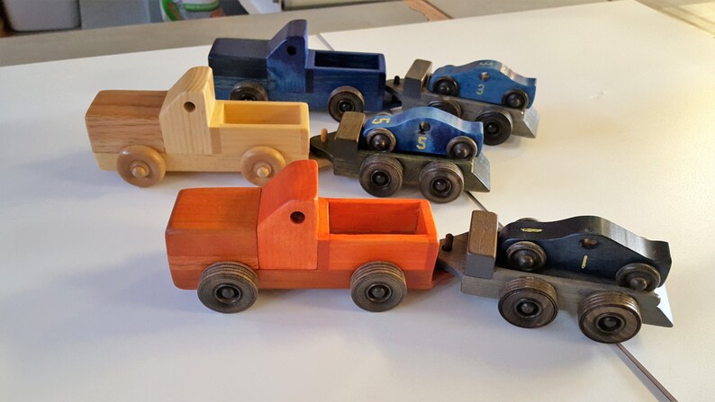 Juguetes Madera Y Remolque Con Raza A Coche Mano Carro De Hechos HW2ebED9IY