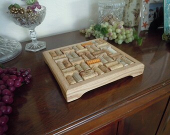 Wine cork trivet with 9 x 9 inch inside layer