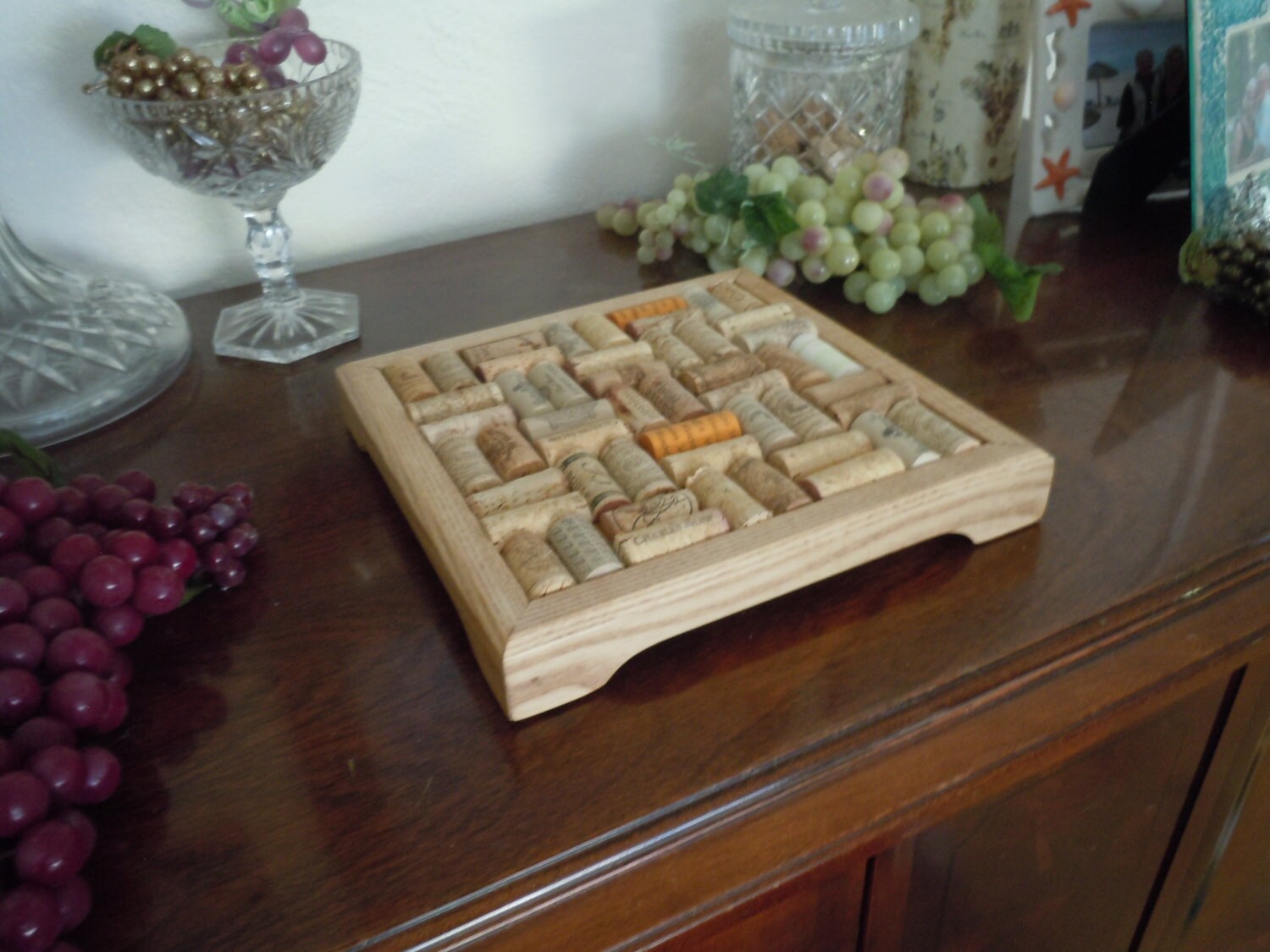 Wine cork trivet with 9 x 9 inch inside layer Etsy