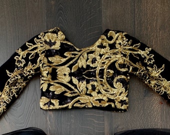 New year black and gold Holiday  sequin top