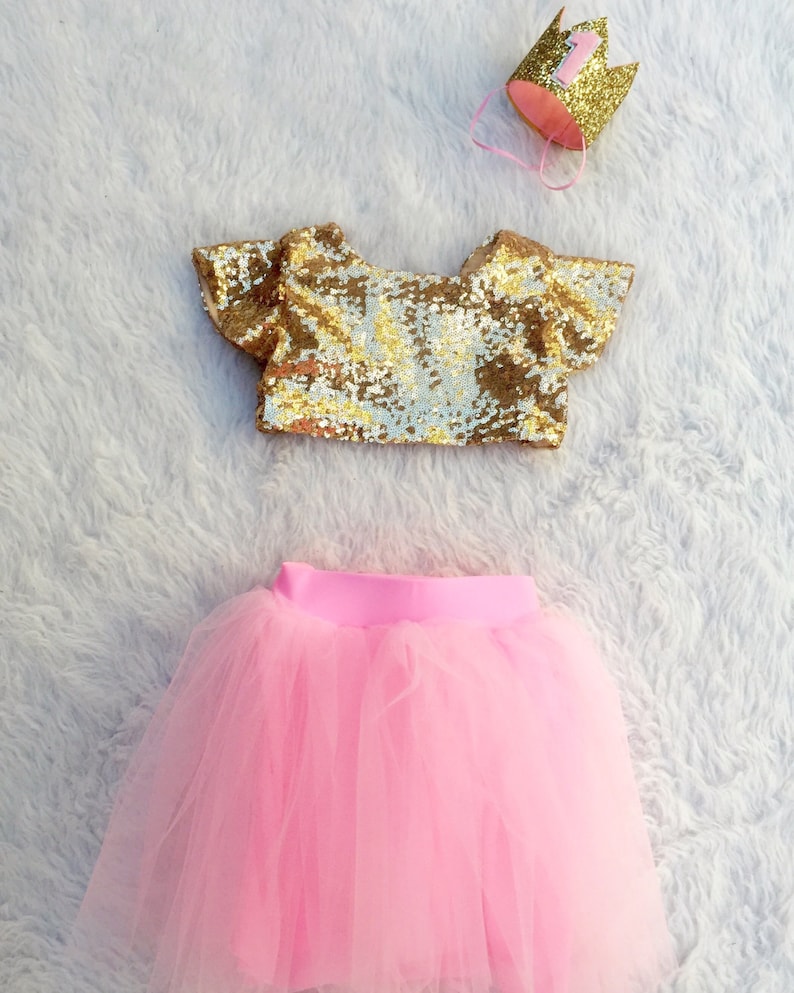 Baby Girls Gold Sequin Crop Top Etsy