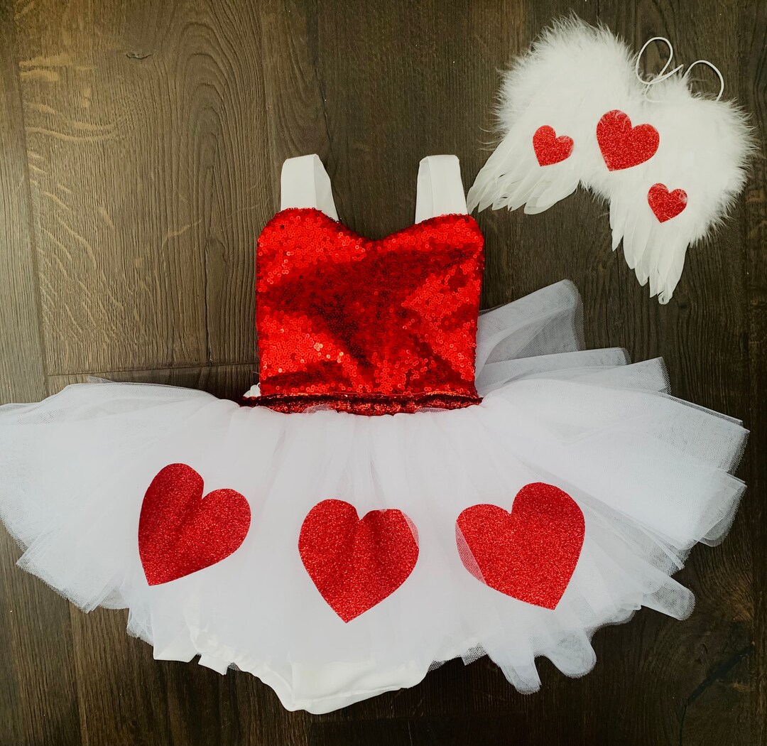 Valentine's Day Cupid Sequin Red and White Romper With Wings - Etsy