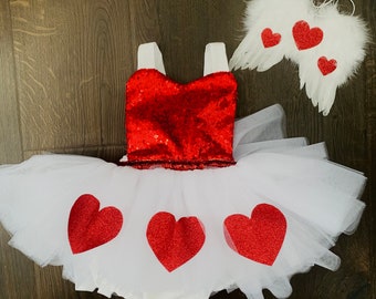 Día de San Valentín Cupido lentejuelas rojos y blanco romper con alas