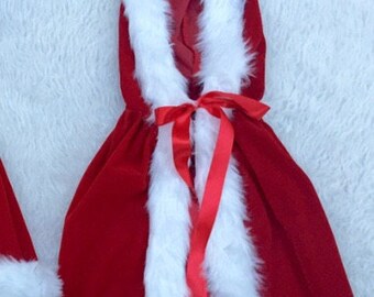Red velvet santa cape for girls