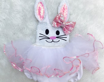 PREORDER Easter Dazzle Bunny romper tutu dress