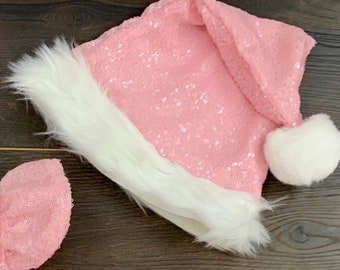 Girls baby pink Sparkle Santa Hat