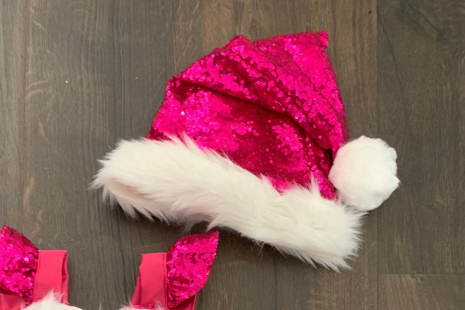 Girls Baby Sparkle Hot Pink Santa Hat Etsy