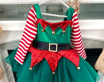 Vestido de elfo navideño para niñas