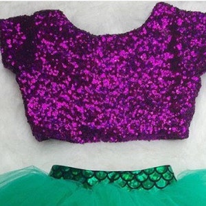 Baby Girls Purple Sequin Crop Top imagen 1