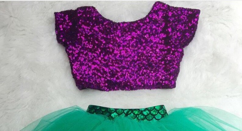 Baby Girls Purple Sequin Crop Top imagen 1