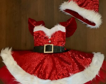 Preorder Sparkle Santa Romper sequin skirt tutu dress and sequins