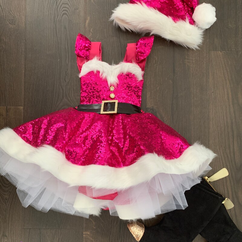 Girls Santa Long Sleeve Romper or Dress by Ishtex